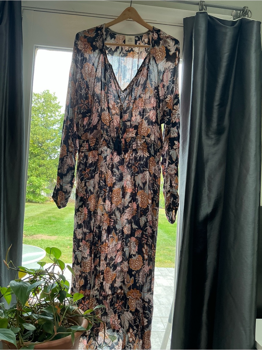 Knox Rose Dark Navy Floral Long Sleeve Maxi Dress